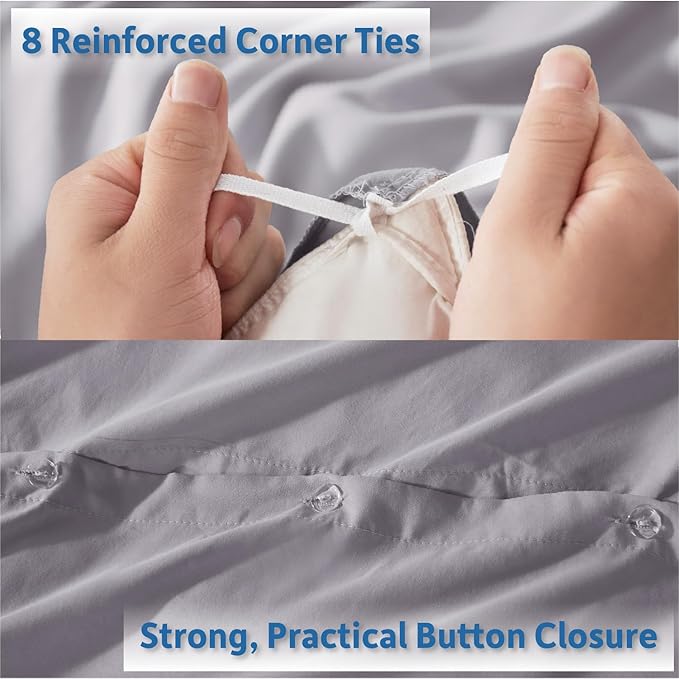 Nestl Grey Lavender California King Duvet Cover Sets - Soft Double Brushed Cal King Duvet Cover, 3 Piece, with Button Closure, 1 Duvet Cover 104x98 inches and 2 Pillow Shams