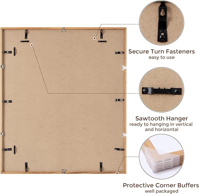 24x28 Picture Frame, Solid Oak Wood Frame 24 by 28, Rustic Wood Poster Frame 24"x28", 24x28 Frame with Mat for 20x24, 24 x 28 Frame with Tempered Real Glass (Natural Oak Color, 1 Pack)