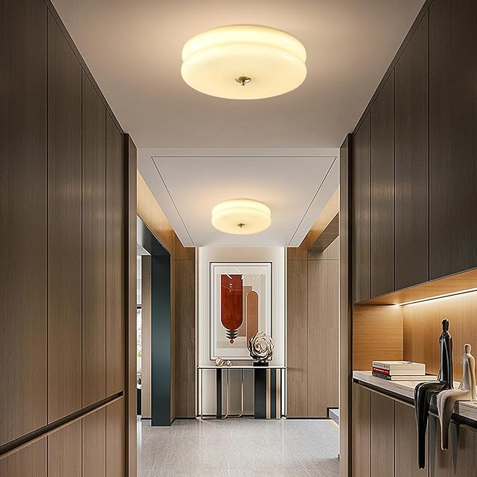 KCO Lighting Modern Yellow Glass Ceiling Light Modern Hallway Ceiling Lights Retro Flush Mount Ceiling Light Mid Century Overhead Lighting Large Flush Mount Kitchen Light