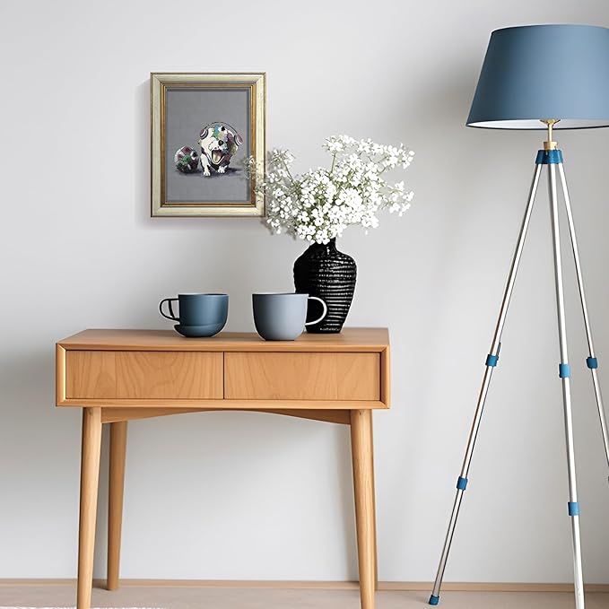 EAFPG Textured Gel Finish Gold Framed Vintage Wall Art for Bathroom, Funny Dog Painting Canvas Print for Living Room or Bedroom, Cute Animal Picture for Kitchen, Aesthetic Wall Decor, 8"x10"