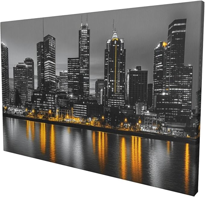 Olivine Nashville Large Wall Art, Black and White Pictures Wall Decor, Cityscape Painting, Tennessee Canvas Prints, Framed Artwork for Dining Room Living Room Bedroom Bathroom Office Home 36"x24"