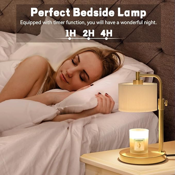 Candle Warmer Lamp with Timer, Candle Wax Warmer Adjustable Height Candle Lamp Warmer for Jar Candles, House Warming Gifts Home Decor Gifts for Women(Gold-Upgrade)