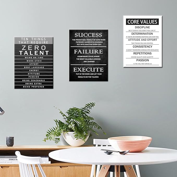 Motivational Wall Decor Core Values Posters Canvas Inspirational Quotes Wall Art Zero Talent Picture Print Painting Artwork for Home Living Room Bedroom Office Decor Ready to Hang [36''Wx 16''H]