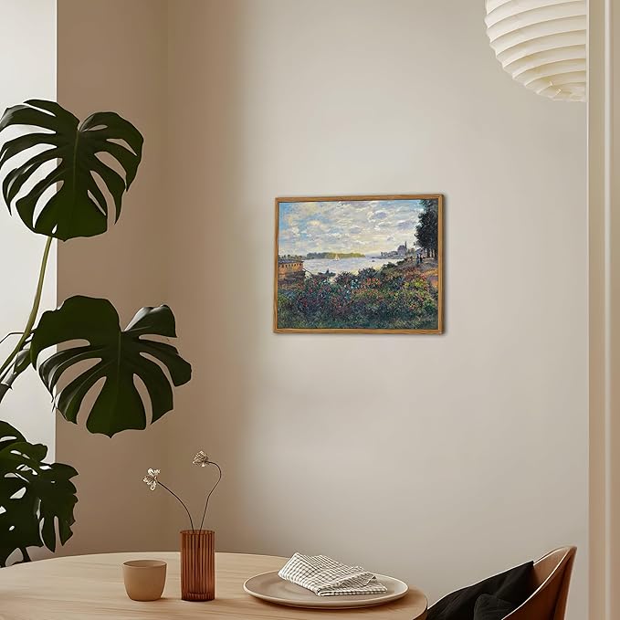 Framed Claude Monet Wall Art – Vintage Landscape Painting Wall Decor, Impressionist Living Room Wall Art, Classic Aesthetic Canvas Prints for Bedroom Kitchen Bathroom – 8"x10"