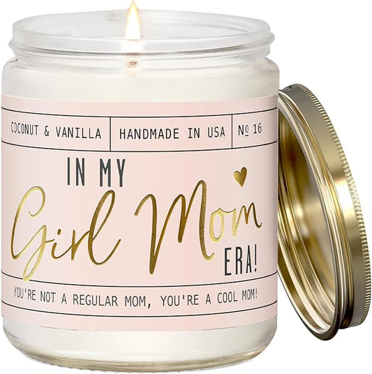 Girl Mom Gifts for Mothers Day - 'in My Girl Mom Era' Soy Candle, w/Vanilla & Coconut I It's a Mama I 50Hr Burn, Made in USA