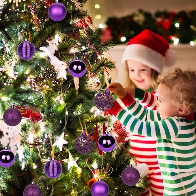30PCS 2.36" Christmas Ball Ornaments Shatterproof Purple Christmas Tree Decorations Xmas Tree Balls Halloween Ornaments Décor