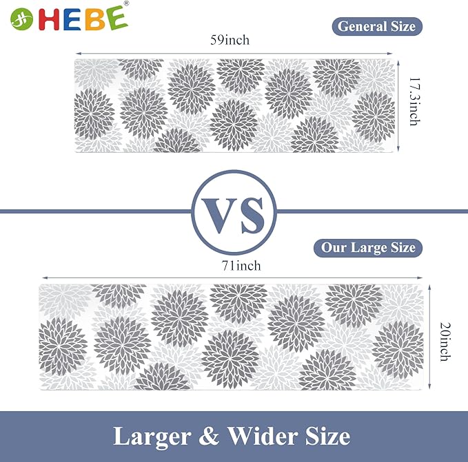 HEBE Kitchen Mat 20"x71" Anti Fatigue Floor Mat Runner Non Slip Kitchen Mats for Floor Waterproof Kitchen Rugs and Mats Ergonomic Cushioned Comfort Mat for Office,Sink,Laundry,Desk