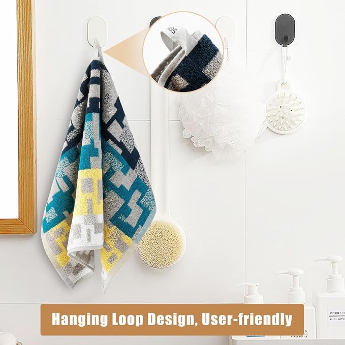 SEMAXE 12 Pack Hand Towels for Bathroom, 100% Cotton Towels with Hanging Loops, Soft & Highly Absorbent, Hand Towel Set for Gym, Shower, Hotel, Spa and Kitchen, Colorful - Checkered