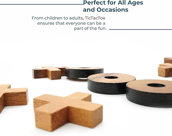 BSIRI Tic Tac Toe Wooden Board Games (Only X-O Pieces)- Unique Gifts, Fun Gifts for Kids and Adults and Use as Living Room Rustic Table Decor Ideal for Coffee Table Decor