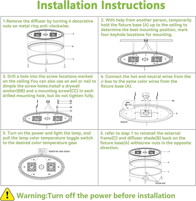 hykolity 32 Inch Oval LED Ceiling Light, 60W, 4000LM, 2700K/3000K/3500K/4000K/5000K Adjustable, Brush Nickel Finish Dimmable Flushmount Ceiling Light for Bedroom, Living Room