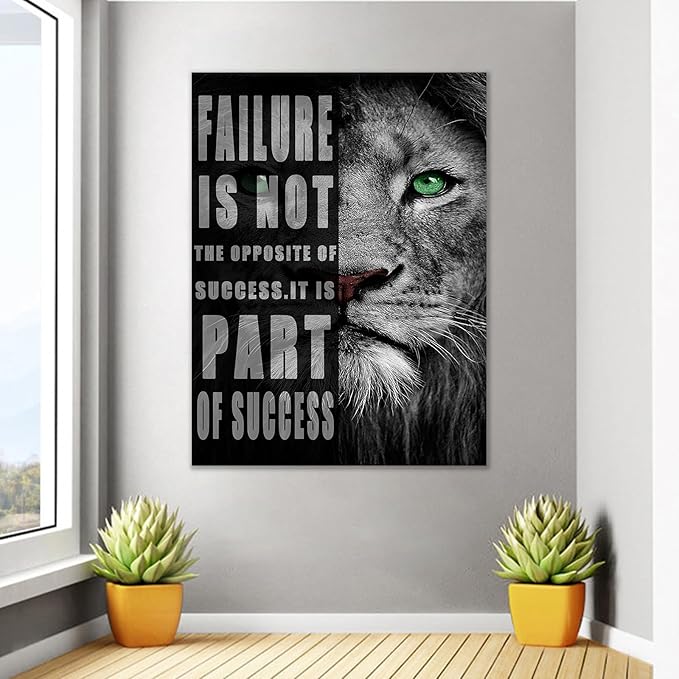 Motivational Lion Canvas Office Print Wall Art Animal Inspirational Picture Animal Poster Painting Modern Inspiring Artwork for Home Living Room Bedroom Office Decor Ready to Hang [30''W x 40''H]
