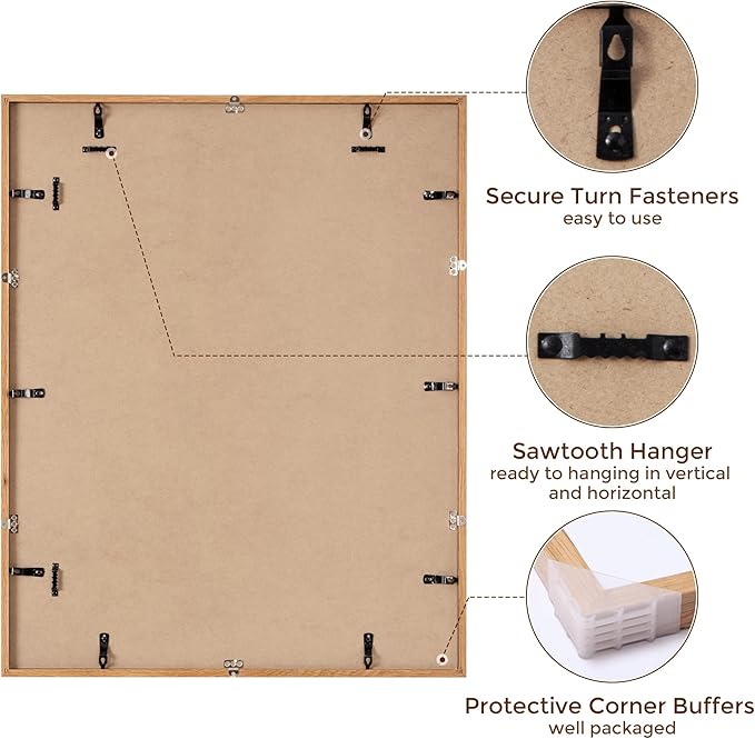 23x29 Oak Wood Frame, 23"x29" Poster Frame, 23x29 Picture Frame with Mat for 19x25, Rustic Wood Frame 23 x 29 with Real Glass, 23" x 29" Art Frame, 23x29 Puzzle Frame (Natural Oak Color, 1 Pack)