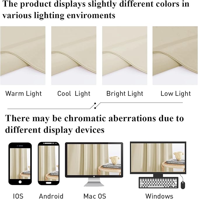 StangH Beige Velvet Curtains for Nursery Bedroom, Total Blackout Privacy Heavy Window Drapes Back Tab Hook Belt Thick Liner Thermal Insulated Panels for Living Room, W52 x L96, 2 Panels