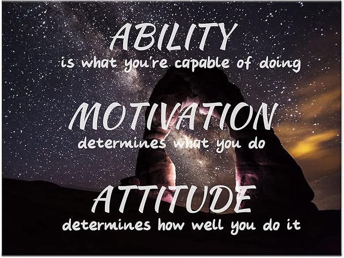Ability Motivation Posters Wall Art Canvas Painting Attitude Inspirational Pictures Prints Framed Artwork Living Room Office Home Decor Ready to Hang [24''W x 18''H]
