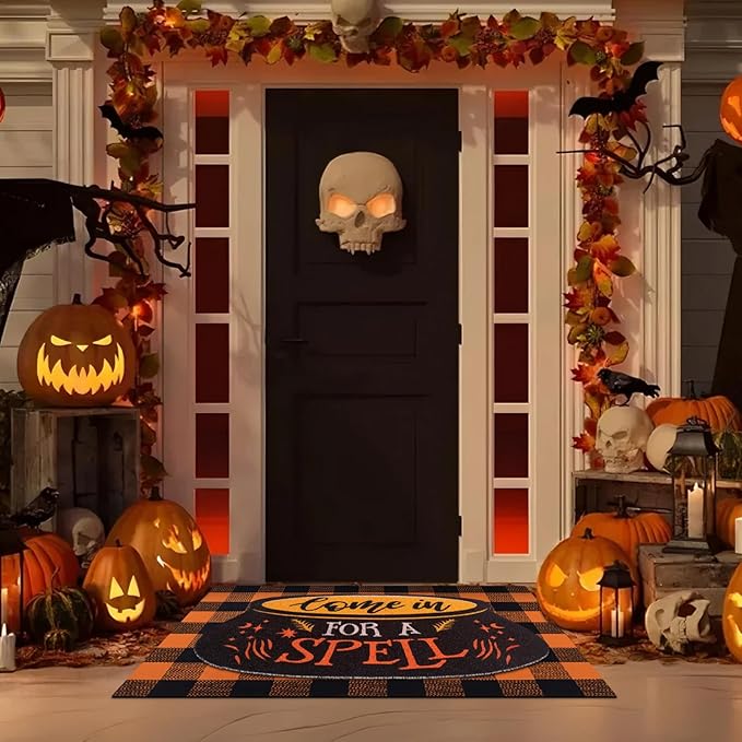 2 Pcs Door Mat Welcome Non Slip Coir Mats Floor Layering Doormats Seasonal for Front Porch Entryway Decor(Come in for A Spell)