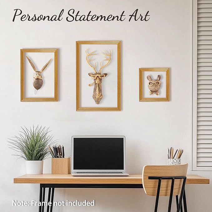 UITWMKTG Gold Animal Head Wall Decor Wall Sculpture Home Decor Statue for Living Room Office Bedroom Modern Decor for Men Women Bear