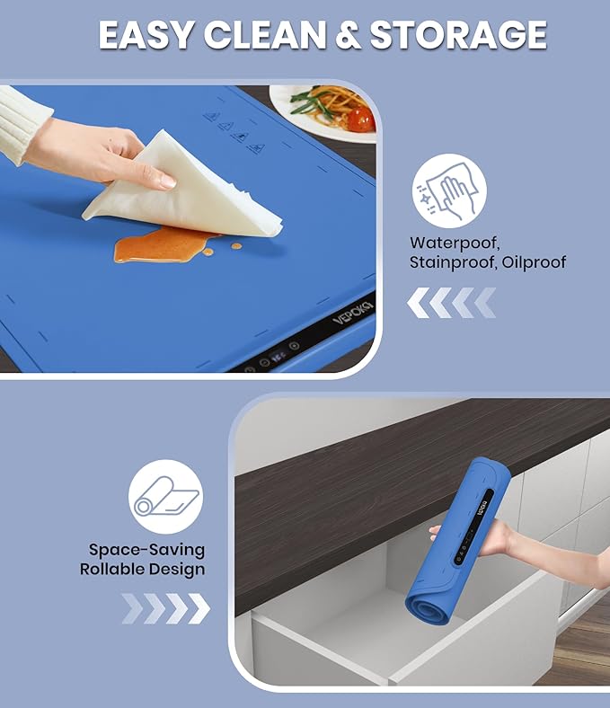 Warming Mat for Food, VEPOKA Food Warmer Mat for Countertop, Electric Warming Tray with 7 Temp Levels & Auto Shut-Off, Food Warmers for Parties, Ideal Gift for Kitchen & Buffet Use