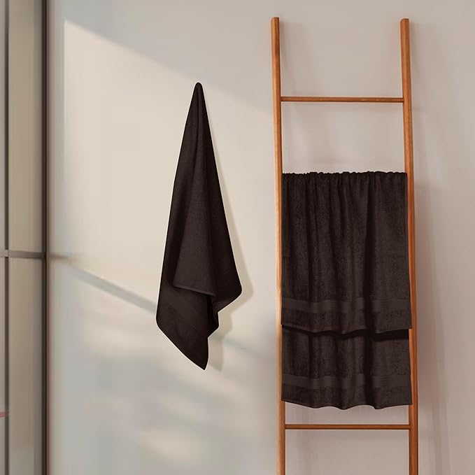 GLAMBURG Premium Cotton 4 Pack Bath Towel Set - 100% Pure Cotton - 4 Bath Towels 27x54 - Ideal for Everyday use - Ultra Soft & Highly Absorbent - Chocolate Brown