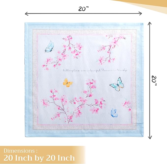 Maison d' Hermine Cloth Napkins Set of 4 100% Cotton Everyday Reusable Square Napkins Cloth Washable, Dinner, Party, Wedding, Restaurant, Spring/Summer (Blossoms in Spring, 20" x 20")