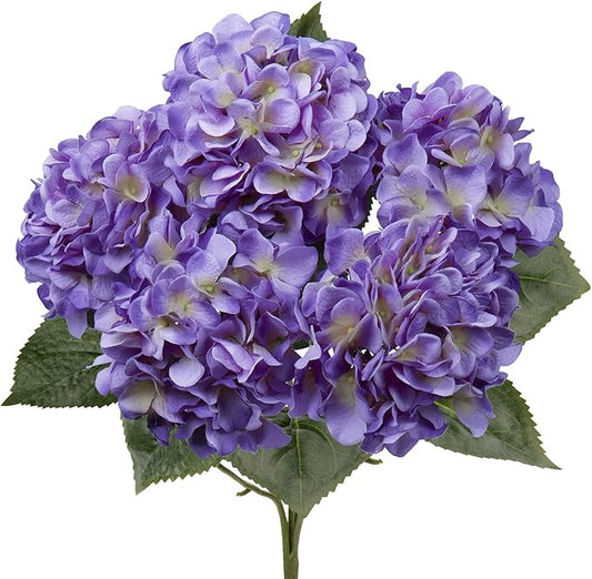 Purple Hydrangea Artificial Flowers Large Artificial Hydrangeas Silk Flowers for Home Decor Indoor Wedding Flowers Bouquets Faux Flowers Kitchen Centerpiece Table Decorations