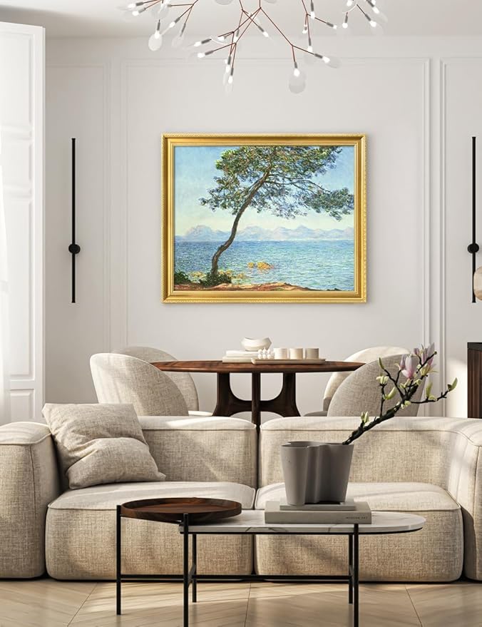 DECORARTS - Claude Monet The Esterel Mountains 1888, Large Framed Wall Art, Canvas Size 35x28, Outer Dimensions Larger With Customizable Solid Wood Frames, Giclee Canvas Print, Made in USA