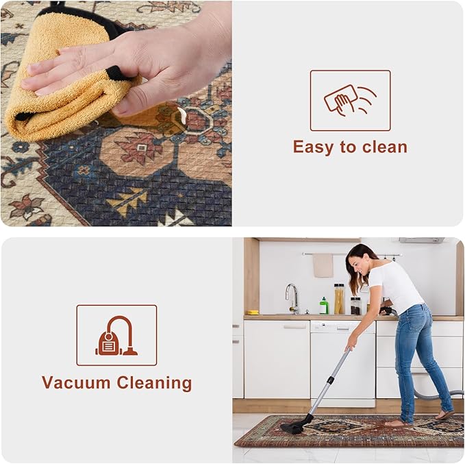 KIMODE Anti Fatigue Kitchen Mats for Floor 2 Piece, Farmhouse Kitchen Rugs, Non Slip Waterproof Kitchen Floor Mats, Memory Foam Standing Mats for Sink Laundry Office Desk Red 20"x71"+20"x32"