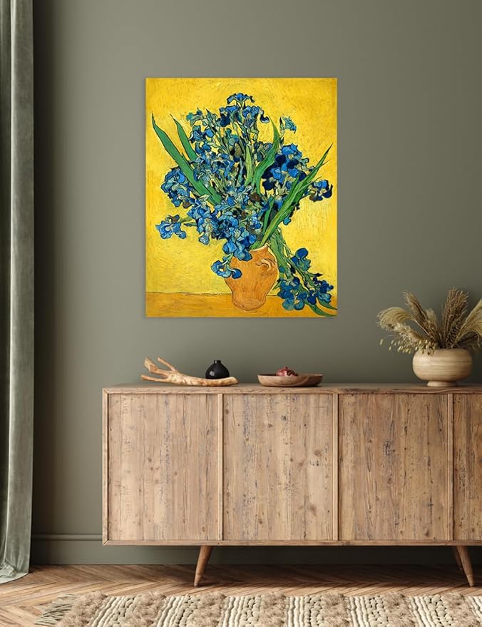 DECORARTS - Irises Vase Flower, Vincent Van Gogh Art Reproduction. Giclee Canvas Prints Wall Art for Home Decor 30x24