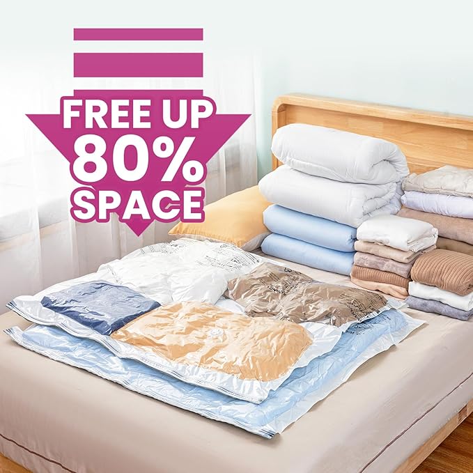 TAILI 8 Pack Vacuum Storage Bags for Comforter and Blankets, XXL Jumbo Vacuum Seal Bags for Bedding (47x39 Inch), Huge Space for Toy, Bedding, Pillows, Save More Closet Space