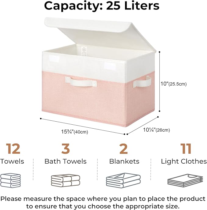 GRANNY SAYS Storage Bins with Lids, Decorative Storage Boxes, Shelf Baskets, Closet Storage Bins for Clothing, Collapsible Storage and Organizer, 2-Pack