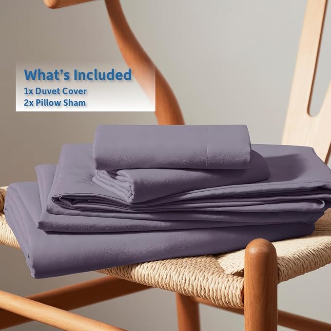 Nestl Grayish Purple Duvet Cover King Size - Soft Double Brushed King Duvet Cover Set, 3 Piece, with Button Closure, 1 Duvet Cover 104x90 inches and 2 Pillow Shams