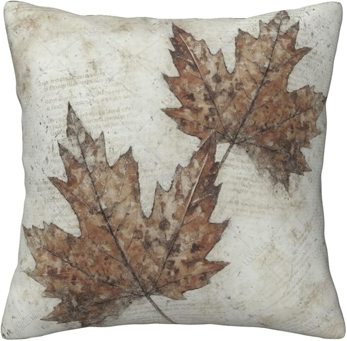 Fall Pumpkin Pillow Covers 20x20 inch Set of 4, Linen Autumn Outdoor Thanksgiving Harvest Maple Fallen Leaves Rustic Farmhouse Decorations for Sofa Couch
