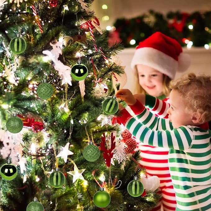 30PCS 2" Christmas Ball Ornaments Shatterproof Green Christmas Tree Decorations Xmas Tree Balls Halloween Ornaments Décor