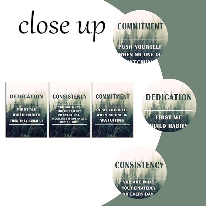 Inspirational Canvas Wall Art Dedication Consistency Commitment Motivational Entrepreneur Quotes Painting Poster Wall Decor Artwork for Home Bathroom Picture Stretched and Framed [36''W x 16''H]