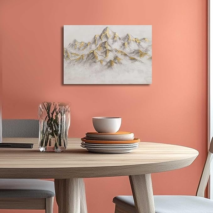 Nature Poster Prints Gold Art for Walls Mountain Picture Canvas 12"x16" Neutral Hanging Wall Art for Bedroom Office Kitchen