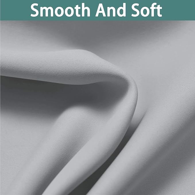 Yakamok 100% Blackout Lined Panels, Thermal Insulated Blackout Curtains for Bedroom, Heat Blocking Drapes for Living Room(52Wx63L, Light Grey, 2 Panels)