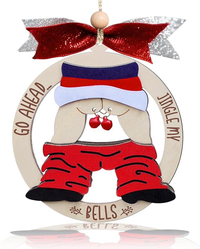 Funny Santa Christmas Ornament - Naughty Wooden Tree Decor for Adults, Perfect for Dirty Santa/White Elephant/Yankee Swap