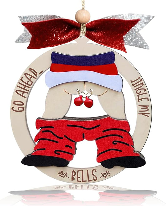 Funny Santa Christmas Ornament - Naughty Wooden Tree Decor for Adults, Perfect for Dirty Santa/White Elephant/Yankee Swap