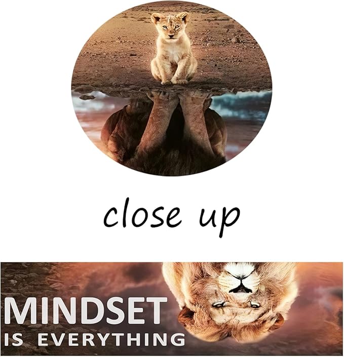 Mindset is Everything Motivational Canvas Wall Art Lion King Inspirational Entrepreneur Quotes Poster Print Artwork Painting Picture for Bedroom Office Home Decor Framed Ready to Hang [24''W x 18''H]
