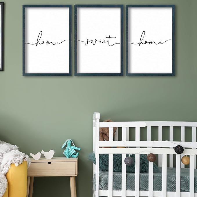 SRSZHIYUE Living Room Wall Decor Minimalist Home Sweet Home Sign Set of 3 16''×11'' Small Family Modern Farmhouse House Wall Plaque Horizontal Hanging Decoration (Black)