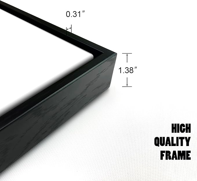 Pyradecor Large Black Framed Wall Art Blue Flickering Flower Canvas Prints Grace Floral Paintings Pictures Artwork for Bedroom Office Home Decorations