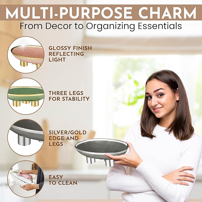 Ceramic Fruit Bowl – 10” Gray Decorative Bowl for Kitchen Counter – Modern Pedestal Bowl, Fruit Bowls, Catch All Bowl, and Fruit Basket for Kitchen Counter