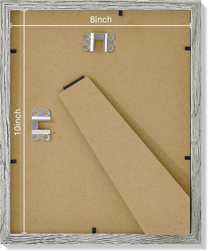 Vittanly 8x10 Picture Frames Set of 9, Shatter Resistant Plexiglass, Display 5x7 Pictures with Mat or 8x10 without Mat, Photo Frames for Wall or Tabletop, Engineered Wood, Grey