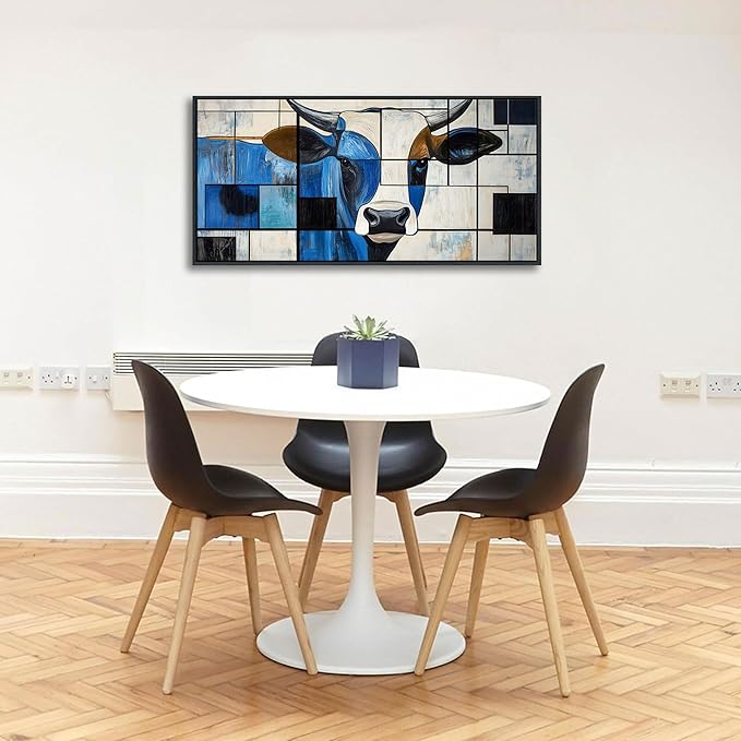 QZQCBLC Cow Canvas Wall Art - Large Black and White Pictures Artwork Abstract Modern Funny Western Wall Decor for Living room Bedroom Bathroom kitchen Home Office Painting 20x40 IN