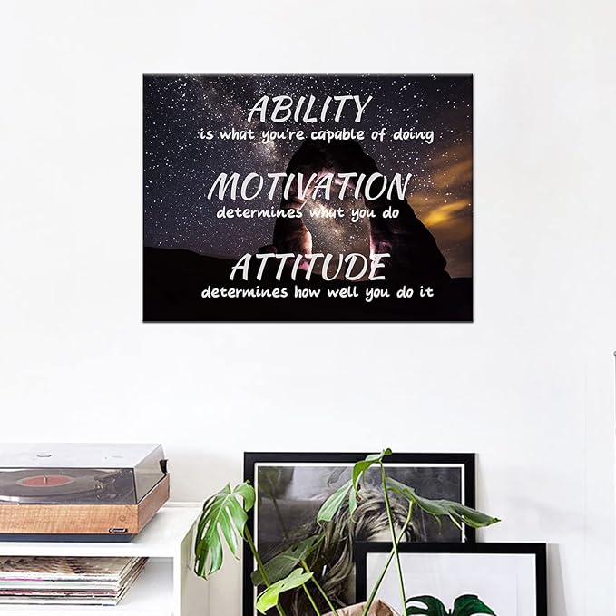 Ability Motivation Posters Wall Art Canvas Painting Attitude Inspirational Pictures Prints Framed Artwork Living Room Office Home Decor Ready to Hang [24''W x 18''H]