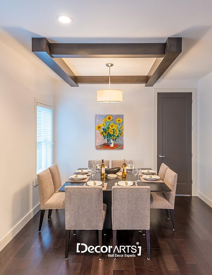 DECORARTS - Monet Sunflowers, Claude Monet Art Reproduction. Giclee Canvas Prints Wall Art for Home Decor 20x16