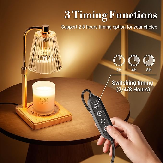 Candle Warmer Lamps 2 Pack, Electric Wax Warmer Lamp with Timer for Jar Candles, Aesthetic Home Decor, Housewarming Gifts for Women, Adjustable Height Clear