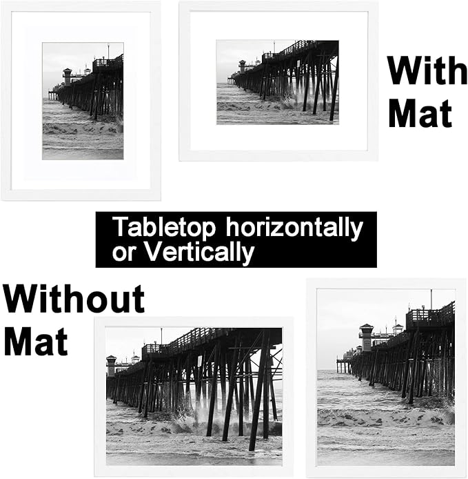Picture Frame white 4x6 with mat 3.5x5 Modern Style Wood Composite frames set of 12-white textured frame with Tempered glass table or wall display picture frame for home decor