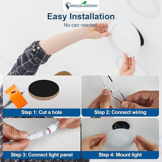 DINGLILIGHTING LED Recessed Ceiling Light: 12pc 3inch - White