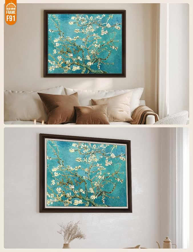 DECORARTS - Almond Blossom Tree - Vincent Van Gogh Reproduction. Giclee Print w/Bronze Frame for Wall Decor. 30x24, Framed size: 35x29
