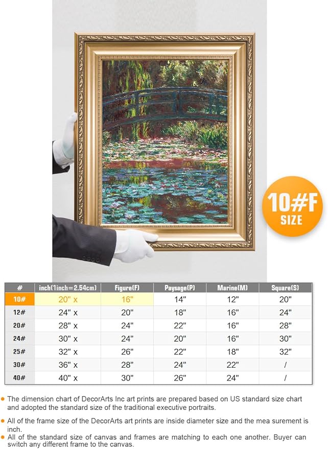 DECORARTS - Water Lily Pond 1900 Claude Monet Art Reproduction. Giclee Print& Museum Quality Framed Art for Wall Decor. Framed size: 26x22''
